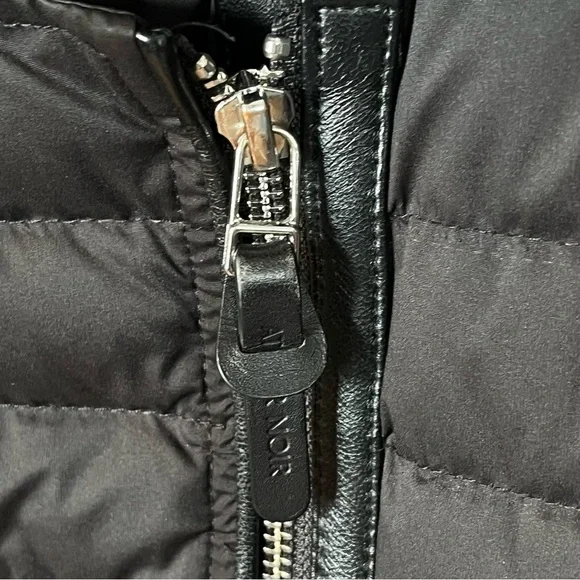 Atelier Noir Black Cortina Coat Quilted Jacket Duck Down Lamb Leather Trim Large - Picture 7 of 16